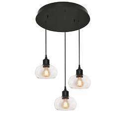 20-in 60W Laney Pendant Light, Round, 3-Light, E26, 120V, Black