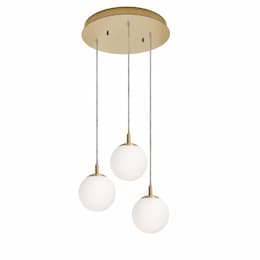 18-in 60W Loretto Pendant Light, Round, 3-Light, E26, 120V, Brass