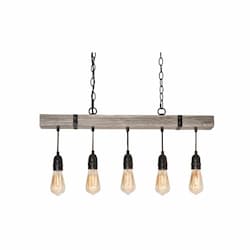 30-in 60W Noah Pendant, 5-Light, E26, 120V, Gray/Black