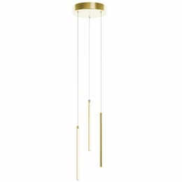 12-in 13W Rosemont Pendant, 3-Light, 800 lm, 120V, 3000K, Brass