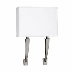 17W LED Sheridan Wall Sconce, 2-Light, Selectable CCT, Nickel/White