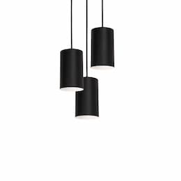 60W Tyke Pendant Light, Round, 3-Light, E26, 120V, Black