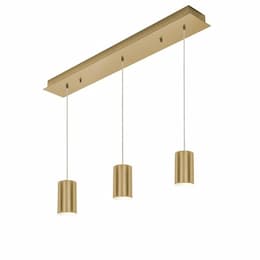 60W Tyke Pendant Light, Linear, 3-Light, E26, 120V, Brass