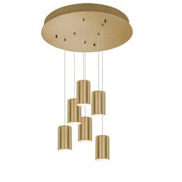 60W Tyke Pendant Light, Round, 6-Light, E26, 120V, Brass