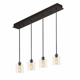 6-in 60W William Pendant Light, 4-Light, E26, 120V, Black