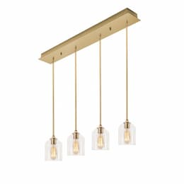 6-in 60W William Pendant Light, 4-Light, E26, 120V, Brass