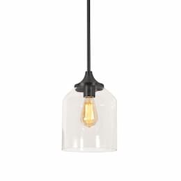 8-in 60W William Pendant Light, 1-Light, E26, 120V, Black