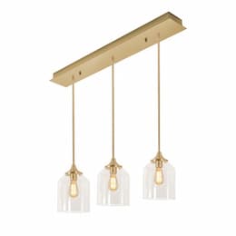 8-in 60W William Pendant Light, 3-Light, E26, 120V, Brass