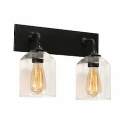 15-in 60W William Vanity Light, 2-Light, E26, 120V, Black