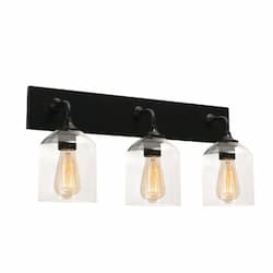 24-in 60W William Vanity Light, 3-Light, E26, 120V, Black