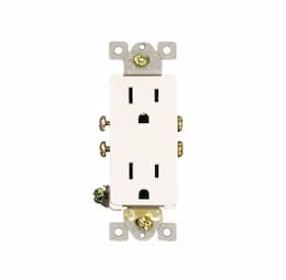 15 Amp, Decora Duplex Receptacle Outlet, White