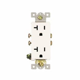 20 Amp, Decora Duplex Receptacle Outlet, White