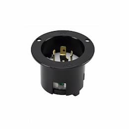 20 Amp Flanged Inlet, NEMA L14-20, Nylon, Black