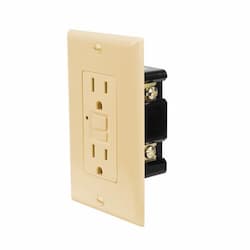 15A GFCI Receptacle w/ LED Light, Self-Test, 120V, Ivory