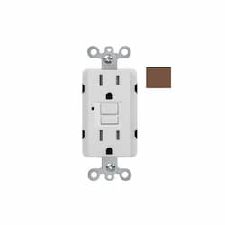 15A GFCI Receptacle w/ LED Light, Self-Test, TR, 120V, Brown