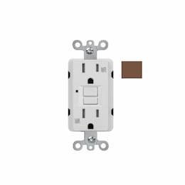 15A GFCI Receptacle w/ LED Light, Self-Test, TR & WR, 120V, Brown