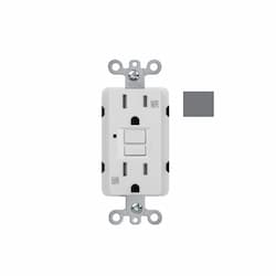 15A GFCI Receptacle w/ LED Light, Self-Test, TR & WR, 120V, Gray