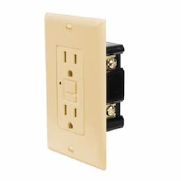 20A GFCI Receptacle w/ LED Light, Self-Test, 120V, Ivory