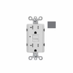 20A GFCI Receptacle w/ LED Light, Self-Test, TR, 120V, Gray