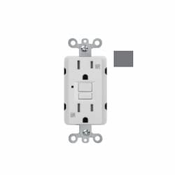 20A GFCI Receptacle w/ LED Light, Self-Test, TR & WR, 120V, Gray