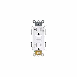 20A GFCI Receptacle w/ LED Light, Self-Test, TR & WR, SG, 120V, White