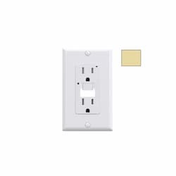 15A GFCI Receptacle w/ Night Light, Self-Test, TR & WR, 120V, Ivory