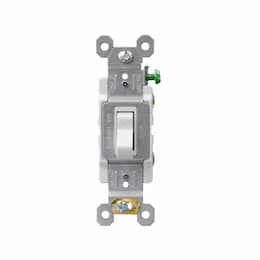 20A Commercial Grade Toggle Switch, Single Pole, 120V-277V, White