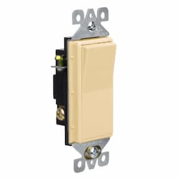 15A Decorator Switch, Single Pole, 120V-277V, Ivory