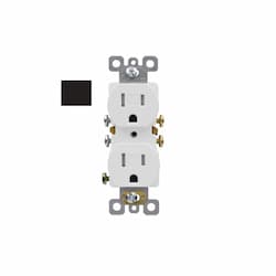 15A Duplex Receptacle, TR, Side & Push Wire, 125V, Black