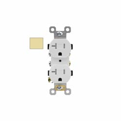 20A Duplex Receptacle, TR, Side & Back Wire, 125V, Ivory