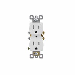 15A Duplex Receptacle, TR, Side & Back Wire, 125V, White