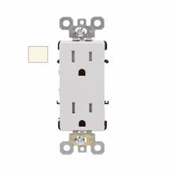 15A Decora Duplex Receptacle, Side & Push Wire, 125V, Light Almond