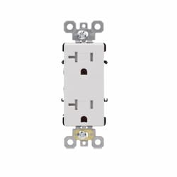 20A Decora Duplex Receptacle, Side Wire, 125V, White