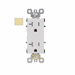 20A Decora Duplex Receptacle, TR, Side & Back Wire, 125V, Ivory