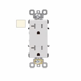 20A Decora Duplex Receptacle, TR, Side & Back Wire, 125V, Light Almond