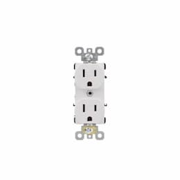 15A Commercial Duplex Receptacle, TR, Side & Back Wire, 125V, White