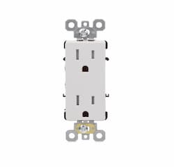 15A Commercial Decora Receptacle, Side & Back Wire, 125V, White