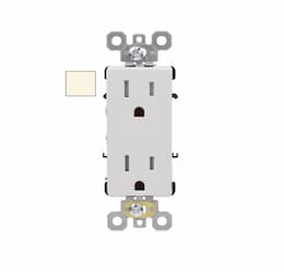 15A Commercial Decora Receptacle, Side & Back Wire, 125V, Light Almond