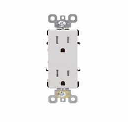 15A Commercial Decora Receptacle, TR, Side & Back Wire, 125V, White