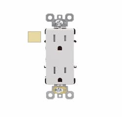 15A Commercial Decora Receptacle, TR, Side & Back Wire, 125V, Ivory