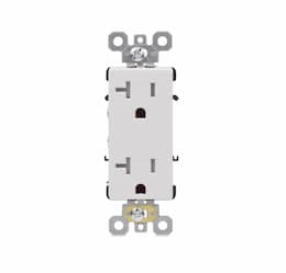 20A Commercial Decora Receptacle, Side & Back Wire, 125V, White