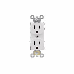 15A Duplex Receptacle, Side & Push Wire, 125V, White, Bulk