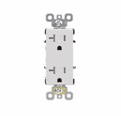 20A Commercial Decora Receptacle, TR, Side & Back Wire, 125V, WH, Bulk