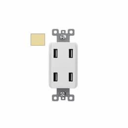 4.0A USB Charger w/ 4 Ports, 125V, Ivory