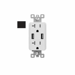 20A Duplex Receptacle w/ 5.4A Dual Type A USB, TR, 125V, Black