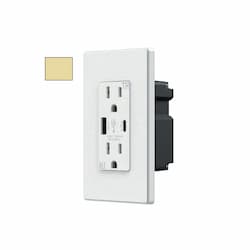 15A Duplex Receptacle w/ 4.2A Dual Type A+C USB, TR, 125V, Ivory