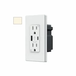 15A Duplex Receptacle w/ 4.2A Dual Type A+C USB, TR, 125V, LT Almond