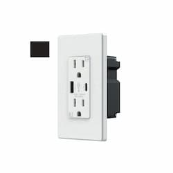 15A Duplex Receptacle w/ 4.2A Dual Type A+C USB, TR, 125V, Black