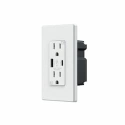 20A Duplex Receptacle w/ 4.2A Dual Type A+C USB, TR, 125V, White