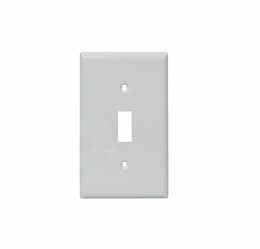1-Gang Standard Wall Plate, Toggle, Plastic, White